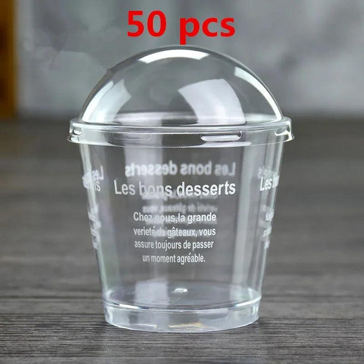 Lisslune | Elegant clear dessert cup collection with lids and spoons - Perfect for ice cream, yogurt, and mousse