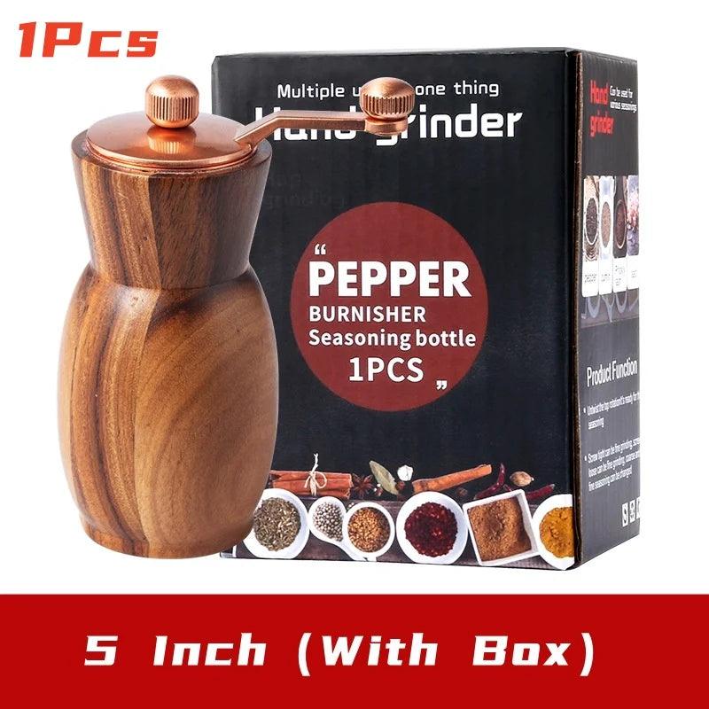 Lisslune | Elegant hand-operated wooden spice mill set with adjustable ceramic core