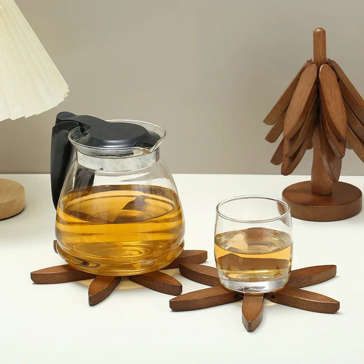 Lisslune | Wooden Tree Heat Resistant Coaster Set