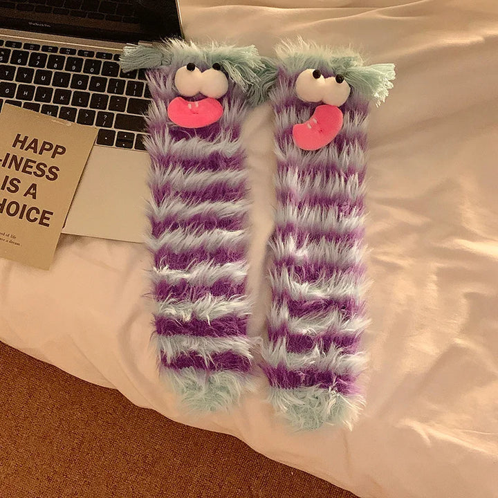 Lisslune | Fluffy Cartoon Women's Socks with Face