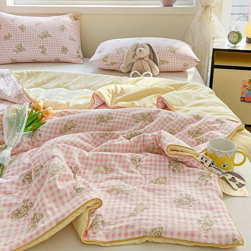 Rynx | Summer blanket Climate blanket Flower girl Heart Class A Double-layer yarn Summer cool soft Machine washable