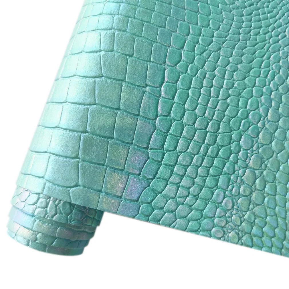 Lisslune | Luxe Iridescent Crocodile PU Leather Craft Roll for Elegant DIY Creations