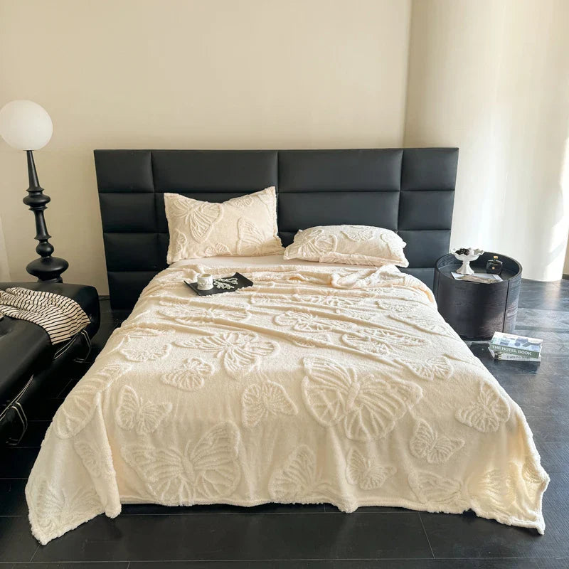 Rynx | Summer blanket Cool blanket 2024 New velvet solid color Jacquard multifunctional throw blanket, Jacquard butterfly style