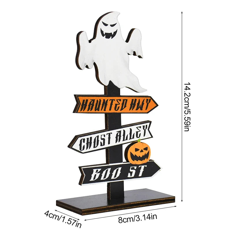 Rynx | Halloween Pumpkin Ghost Wooden Table Ornament Craft Halloween Home Table Decoration Accessories Halloween Party Kids Gift Favors