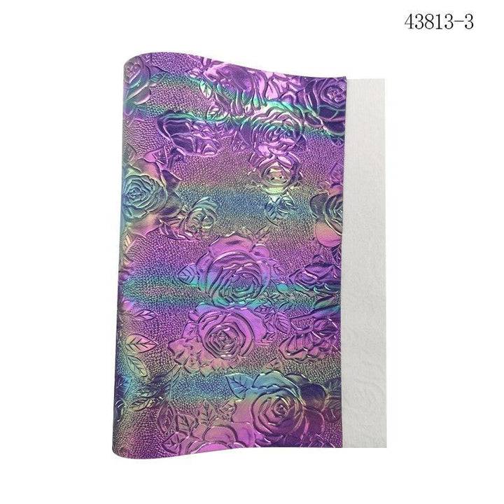 Lisslune | Elegant Rose Embossed Synthetic Leather Craft Sheets for Creative Projects