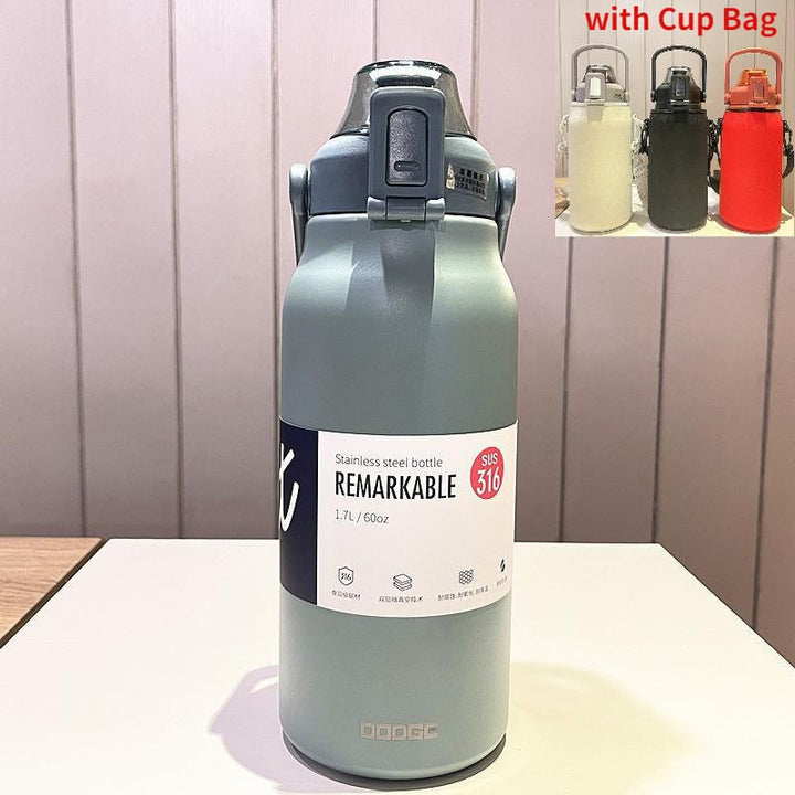 Lisslune | Stainless Steel Built-in Straw Camping Thermos