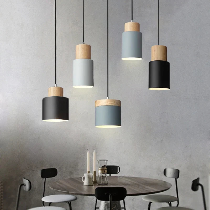 Lisslune | Nordic LED Pendant Lights Made of Metal and Wood - Modern Hanging Lamps for Dining Room and Kitchen