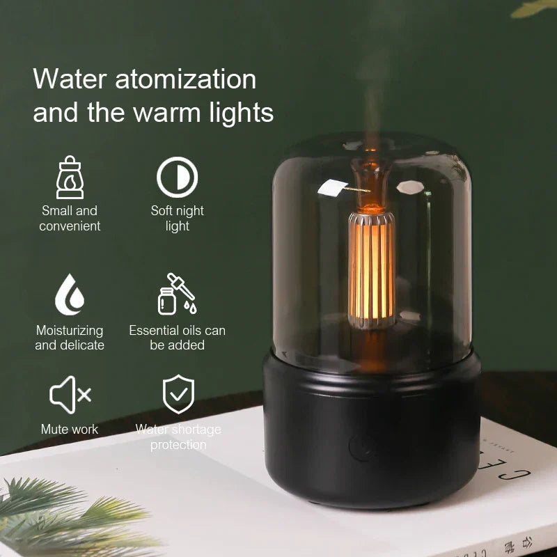 Lisslune | Retro Aroma Diffuser with Night Light - USB Essential Oil Air Humidifier for Home and Office