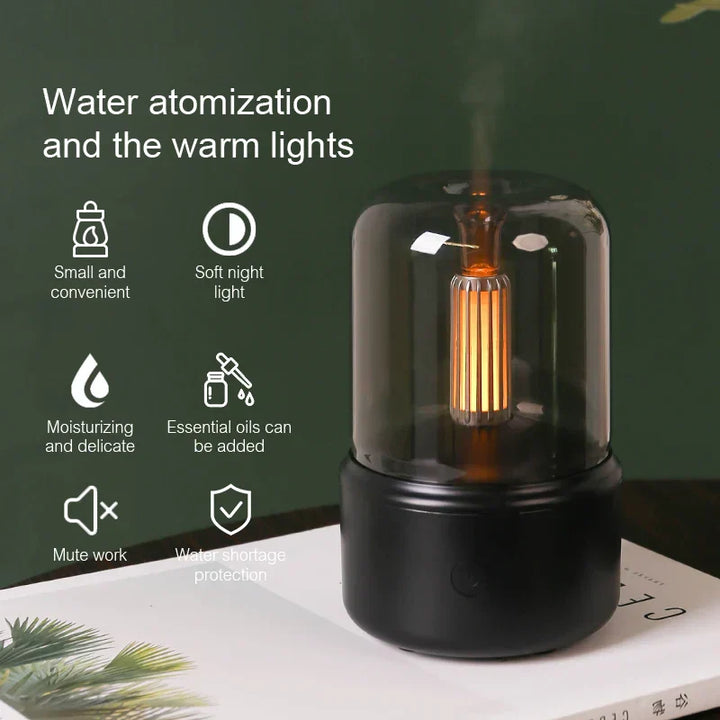 Lisslune | Retro Aroma Diffuser with Night Light - USB Essential Oil Air Humidifier for Home and Office