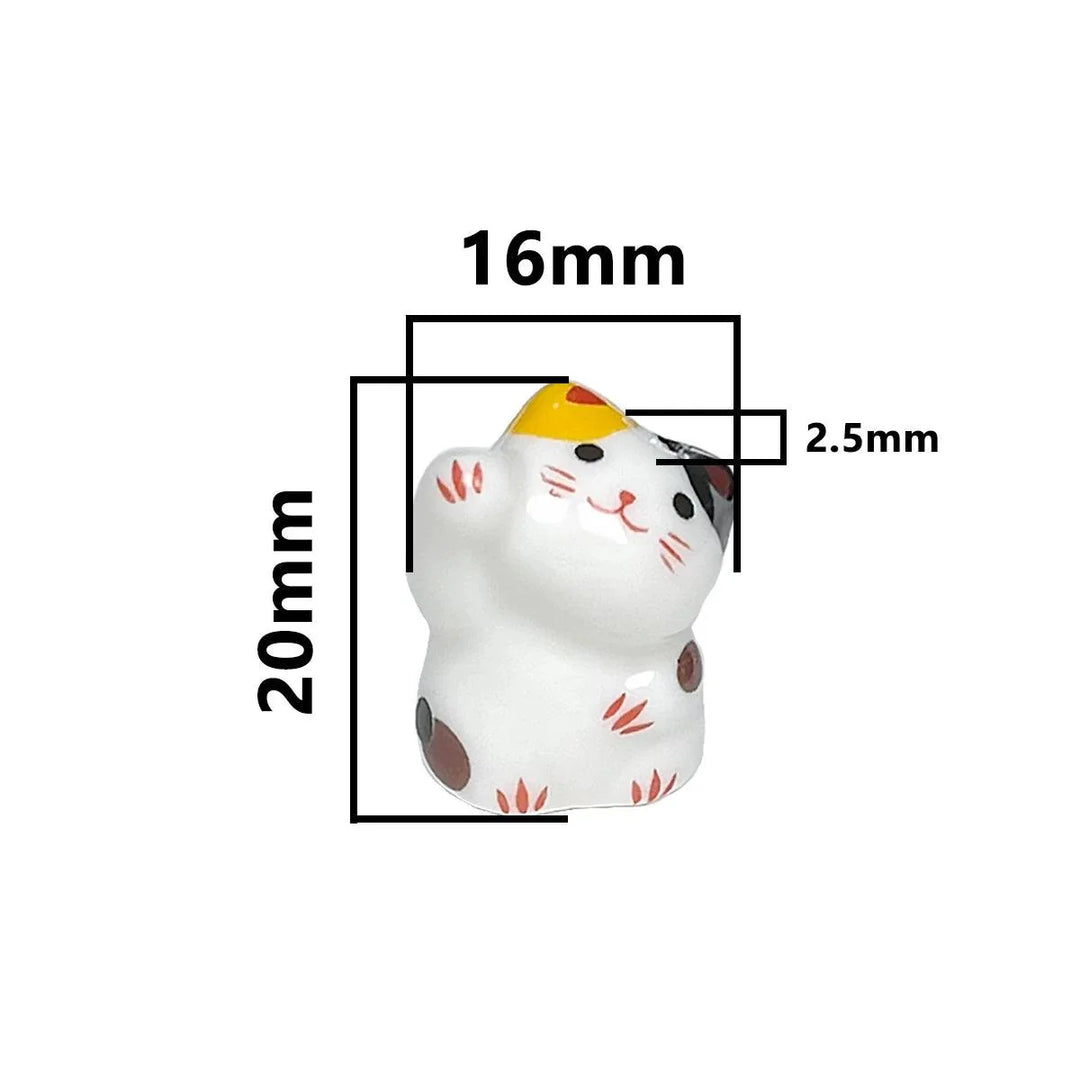 Lisslune | Charming anime-inspired lucky cat ceramic beads for creative jewelry projects - 15x21mm porcelain essentials with vertical hole