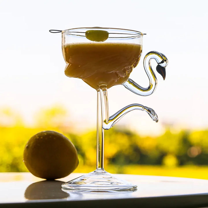 Lisslune | Pink Flamingo Cocktail Clear Party Glasses