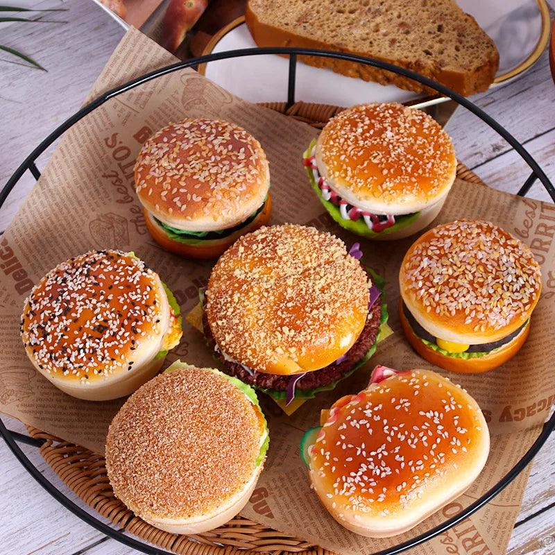 Lisslune | Life-like Hamburger Cake Model for Home Decoration and Photography - 1PC PU+PVC Artificial Food Prop