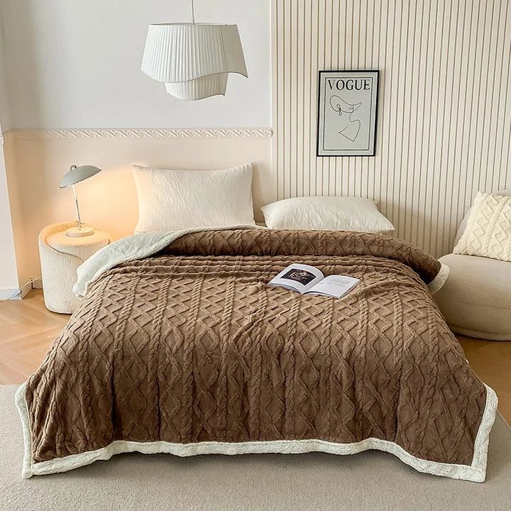 Rynx | Solid Fleece Blanket Bed Throw Blankets Thick Fluffy Warm Soft Travel Blanket Double Layer Plush Blanket Winter for Sofa Couch