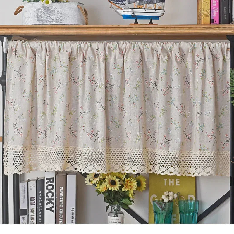 Rynx | Nordic Style Short Curtains for the Kitchen Solid Cotton-Linen Curtain Wine Rack Door Window Small Curtains Wardrobe Curtain