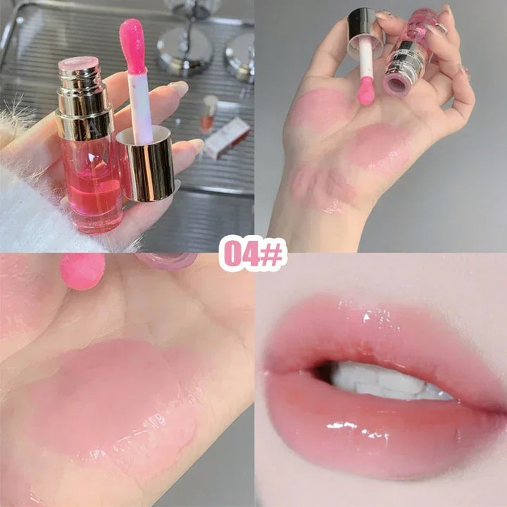 Rynx | Jelly Violet Glass Lip Oil Moisturizing Transparent Volume Lipstick Makeup Nourishing Liquid Lipstick Large Brush Lip Care