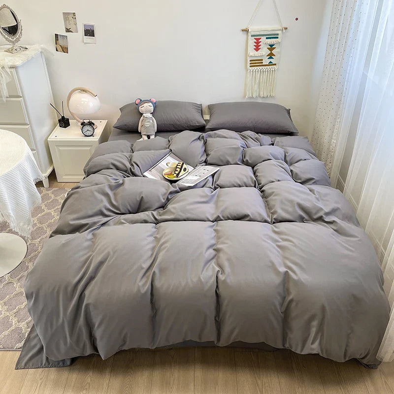 Rynx | Black Bedding Set Soft Bedding Washable Cotton Duvet Cover Pillowcase and Bed Sheet bedding set Home Bedding