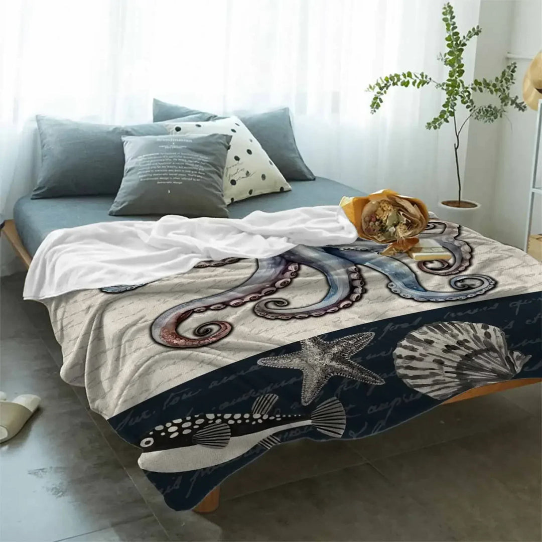 Lisslune | Octopus Shell Starfish Throw Blanket
