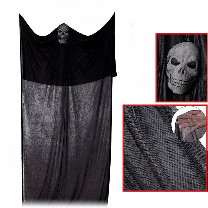 Rynx | Halloween Hanging Skull Ghost Haunted House Decoration With LED Sound Ghost Ornament Indoor Outdoor Bar Halloween Party Decor