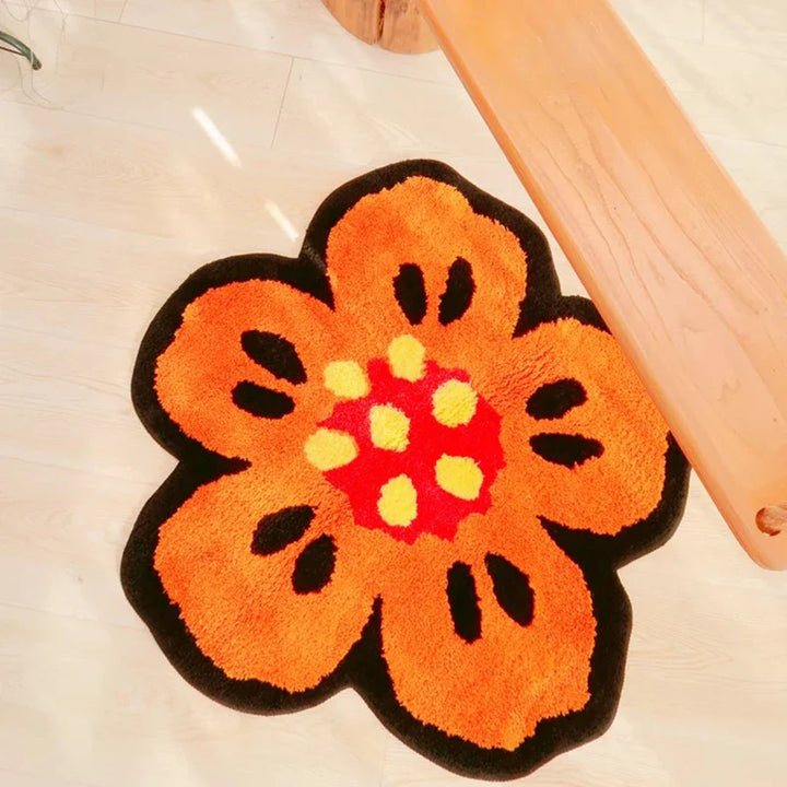 Rynx | Chic Tufting Floral Living Room Rug Light Begonia Bedroom Rug Area Floor Cushion Non-Slip Mat Doormat Aesthetic Home Decor