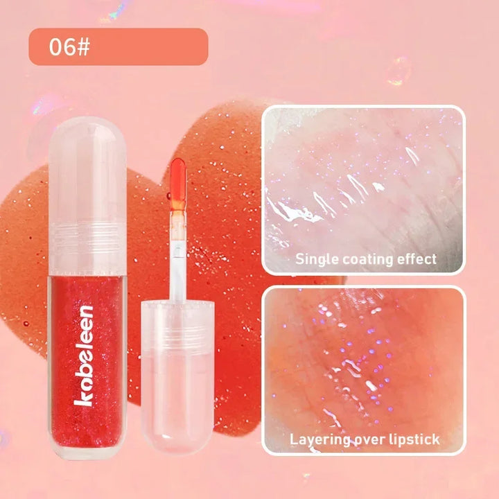 Rynx | 6 Colors Shiny Lip Balm Glitter Jelly Lip Gloss Day&Night Moisturizing High Pigmented Plumping Liquid Lip Lacquer Cosmetics