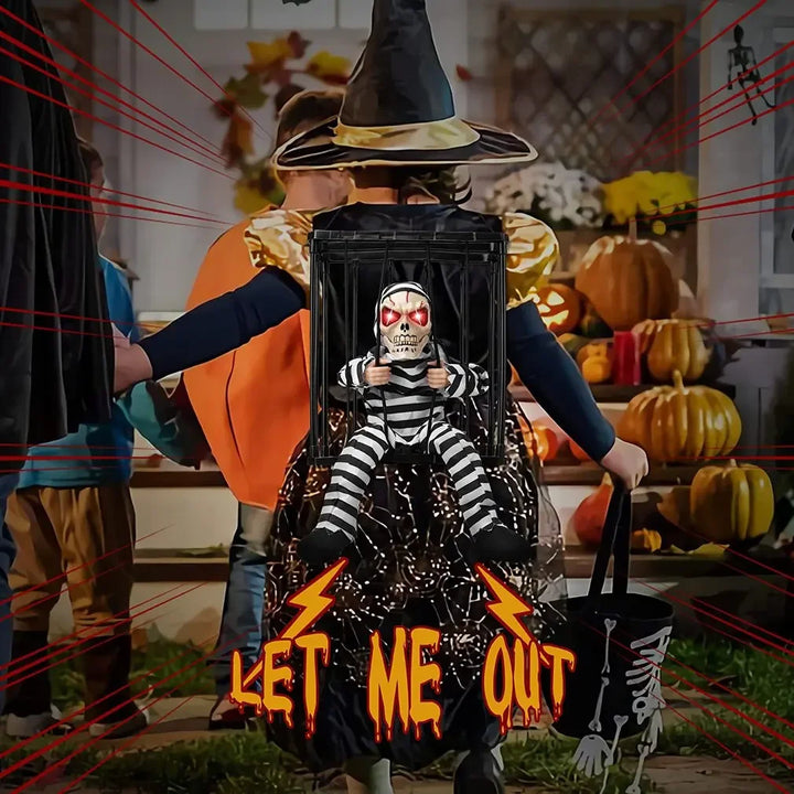 Rynx | Halloween Decoration Scary Speech Skeleton Captive Animatronic Prank With Light Sound Home Motion Sensor Halloween Props