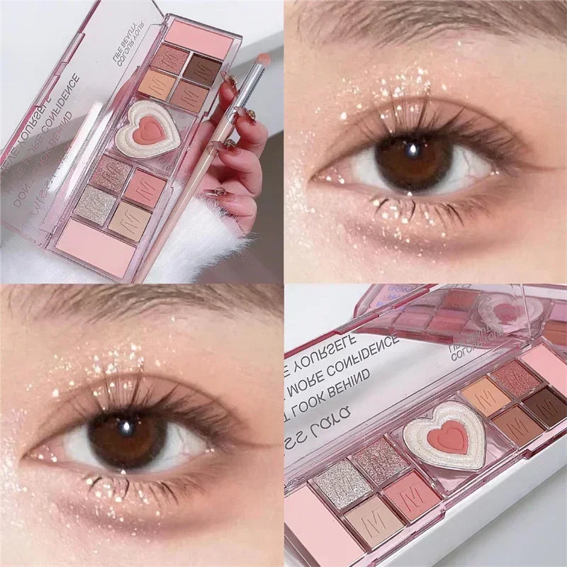 Rynx | 12 Colors Eyeshadow Palette Nude Natural Glitter Pink Low Saturation Eye Shadow Palette Delicate Long-lasting Eye Makeup Cosmetics