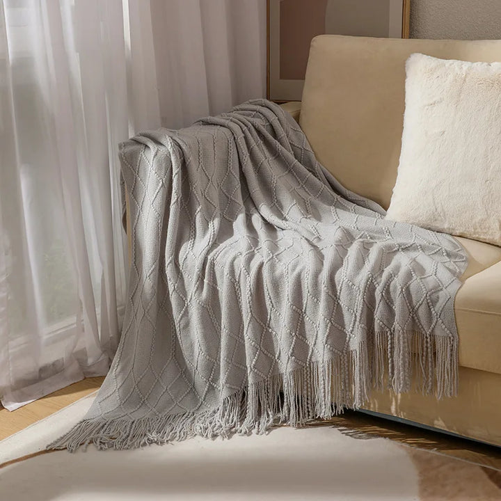 Lisslune | purple diamond knit blanket