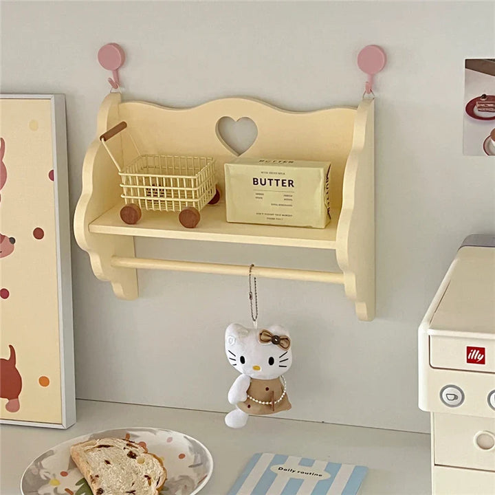 Rynx | Wood Double Layer Storage Shelf Desktop Cabinet Cosmetic Storage Pink Dormitory Storage Guide Display Shelf Wall Decoration