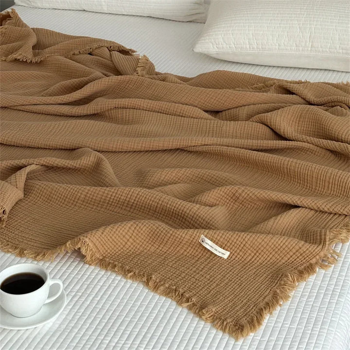 Lisslune | Solid color cotton sofa blanket