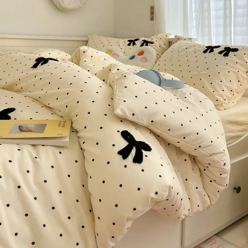 Rynx | INS washed cotton bedding set with pillowcase bed sheet single bed double bed orange duvet cover queen/king double bed