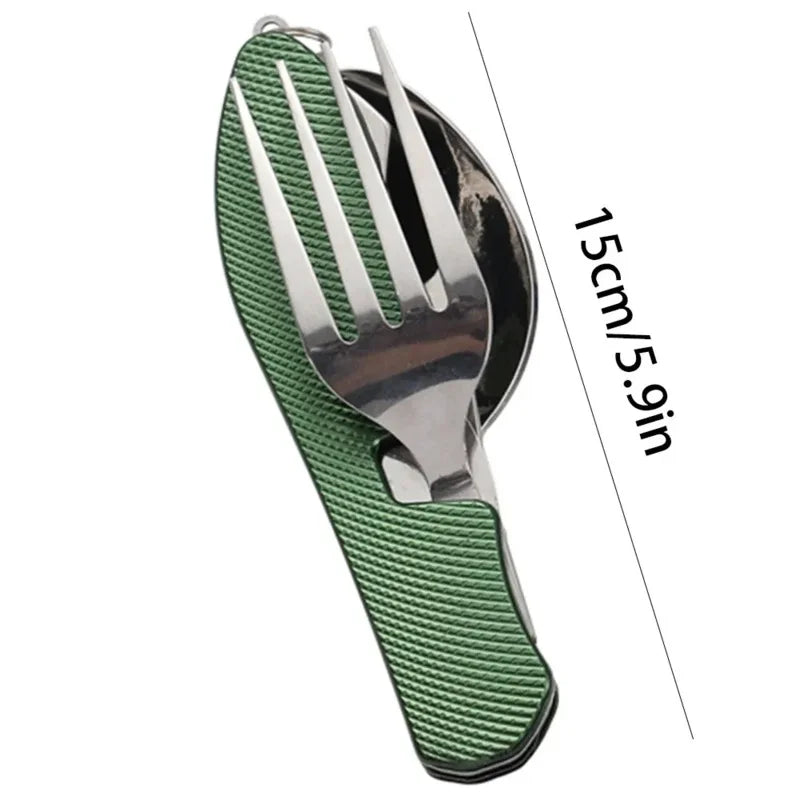 Rynx | 1 Set collapsible camping cutlery - multifunctional knife, fork, spoon combo for outdoor activities camping picnic travel