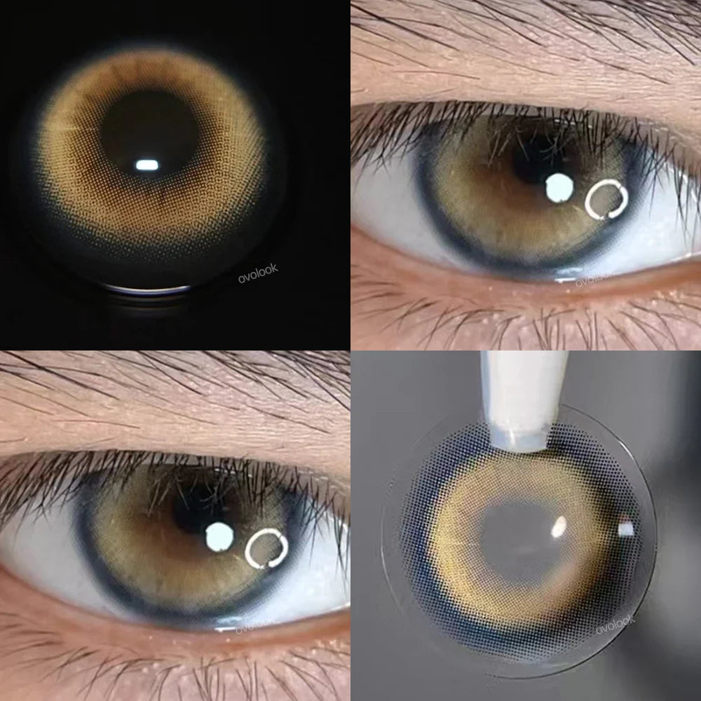 Rynx | New 1 Pair Fashion Large Lens Myopia Colored Contact Lenses for Eye Beauty Blue Eye Lenses Green Pupils Brown Gray Lens