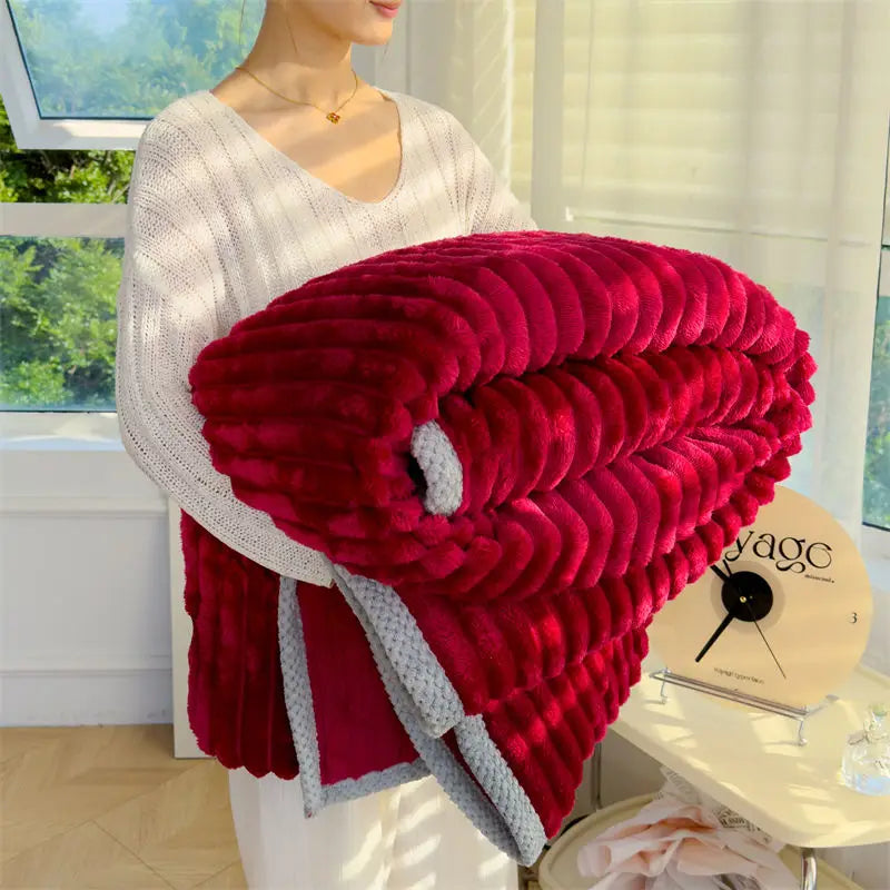 Rynx Velvet Coral Velour Small Blanket Single Room Climate Blanket Rabbit Velour Blanket Office Nap Blanket