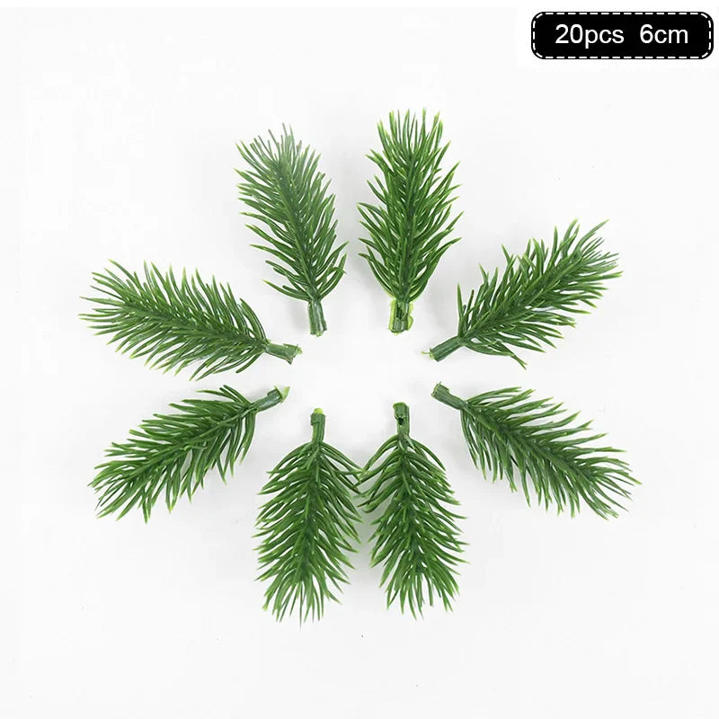 Rynx 1Pack Christmas Pine Needles Branches Artificial Plant Christmas Tree Ornaments Decorations for Home DIY Wreath Gift Box Wedding Flowers