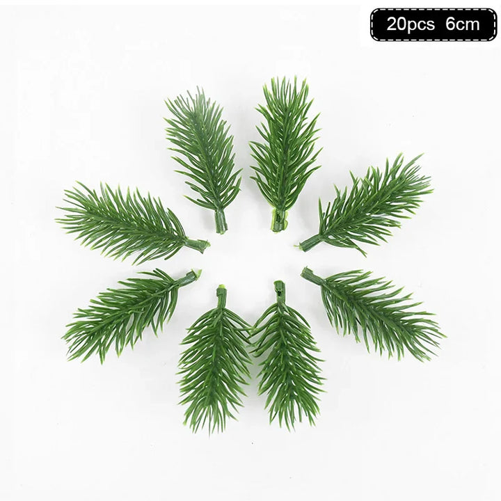 Rynx 1Pack Christmas Pine Needles Branches Artificial Plant Christmas Tree Ornaments Decorations for Home DIY Wreath Gift Box Wedding Flowers