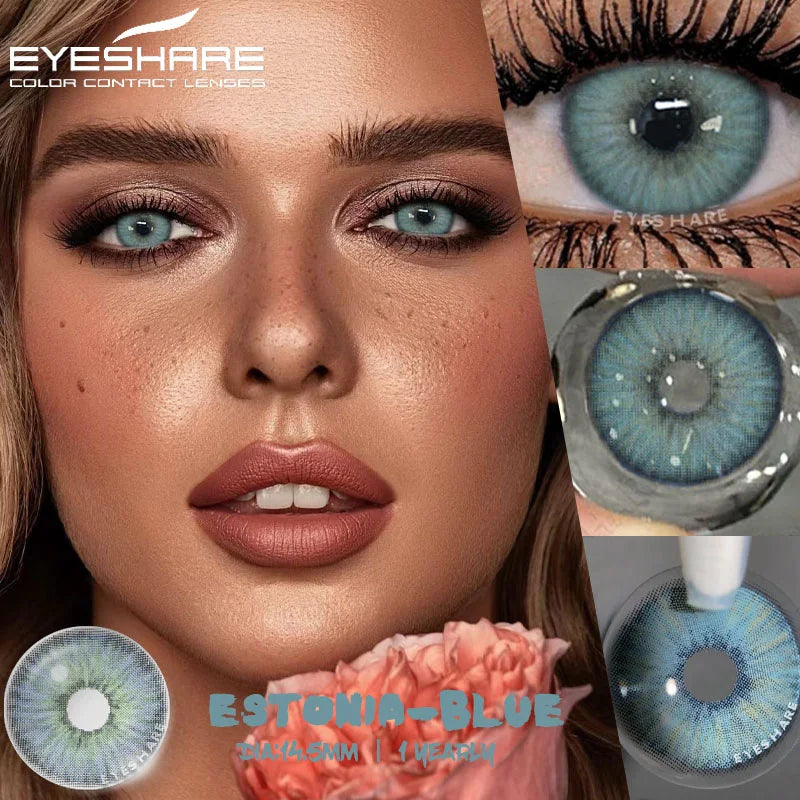 Rynx | 1Pair Fashion Colored Contact Lenses New Gray Lenses Blue Eye Contacts Cosmetic Green Eyelenses Annual Colored Eyelens