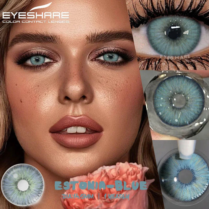Rynx | 1Pair Fashion Colored Contact Lenses New Gray Lenses Blue Eye Contacts Cosmetic Green Eyelenses Annual Colored Eyelens