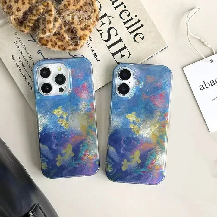 Lisslune | Für iPhone 16 Pro Hülle Farbverlauf Goldfisch Schmetterling Handyhülle für iPhone 16 15 14 13 12 11 X XR Xs SE2 SE 8 7 Plus Pro Max Hülle