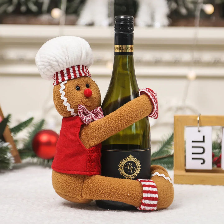 Rynx Christmas decoration supplies pair gingerbread man doll wine bottle hug wine bottle cover creative wine bottle decoration