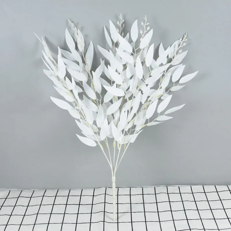 Rynx Silk Artificial Willow Bouquet Artificial Green Leaves for Wedding Home Garden Vase Decoration Jungle Party DIY Plants Wreath