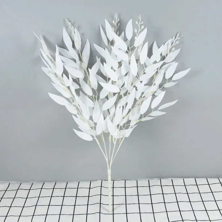 Rynx Silk Artificial Willow Bouquet Artificial Green Leaves for Wedding Home Garden Vase Decoration Jungle Party DIY Plants Wreath
