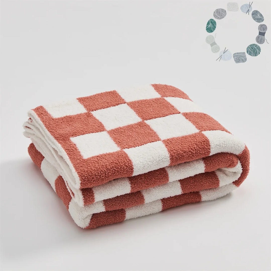 Rynx | Retro Checkered Plaid Knit Fleece Blankets Soft Cozy Thread Blanket Sofa Blanket Dust Cover Tassel Blankets For Bed