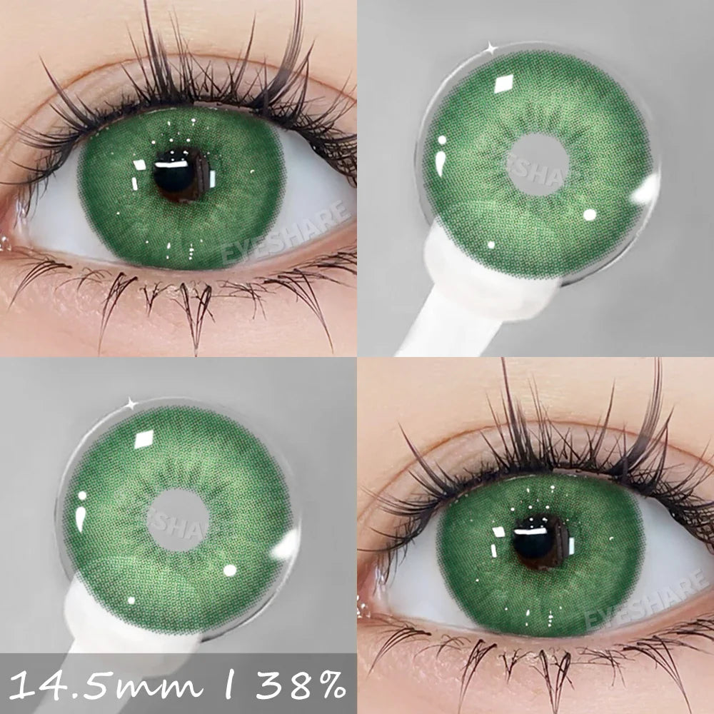 Rynx | Natural Color Contact Lenses 2 Pieces Fashion Blue Lenses Gray Pupils Lens Brown Beautiful Pupils Green Lens Annual 14.5mm