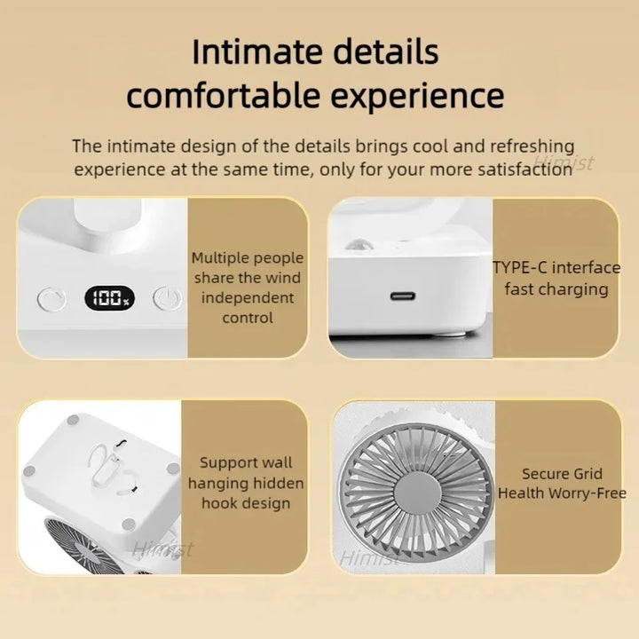 Lisslune | Lightweight Double Blades Rechargeable Travel Camp Cooler Fan