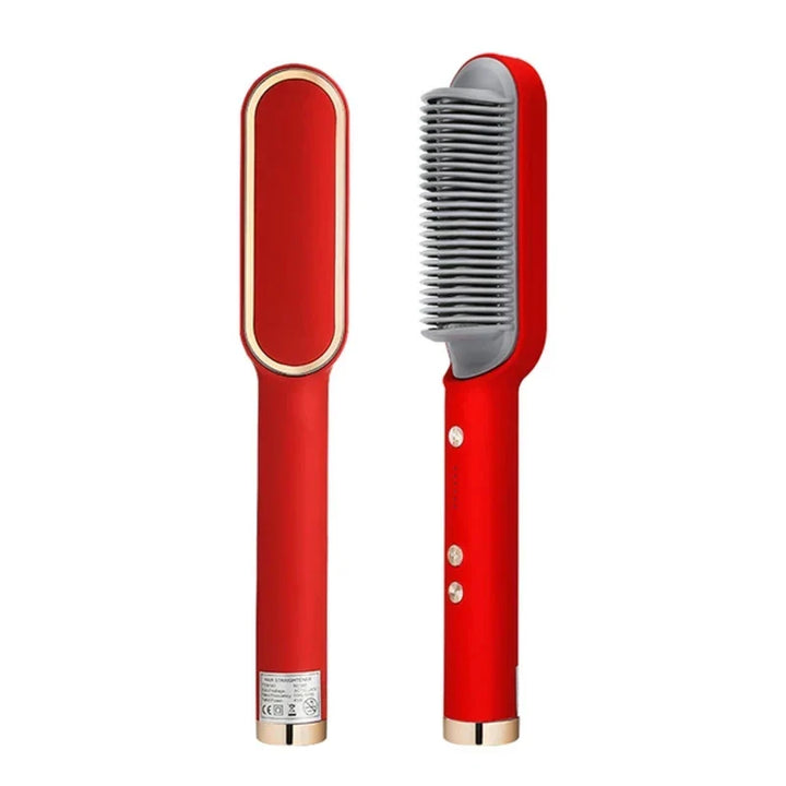 Lisslune | Hair Straightening Brush UK – 2-in-1 Thermal Comb Straightener & Curler with Adjustable Heat & Tourmaline Technology