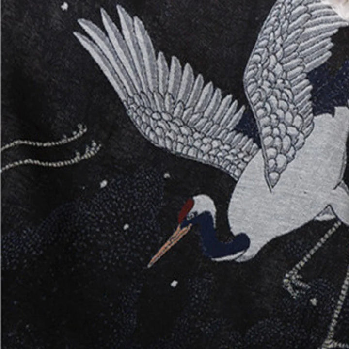 Rynx | Textile City In red crowned crane Retro throw blanket Ukiyo-e auspicious clouds decor wall tapestry heavy quality back support towel