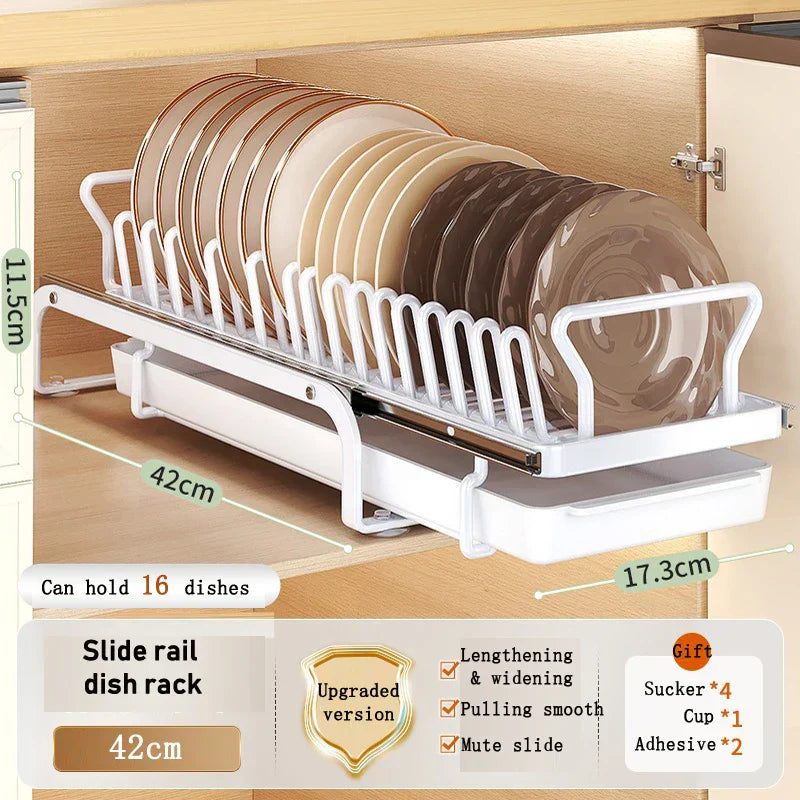 Lisslune | Kitchen Cabinet Sliding Storage Dish Rack