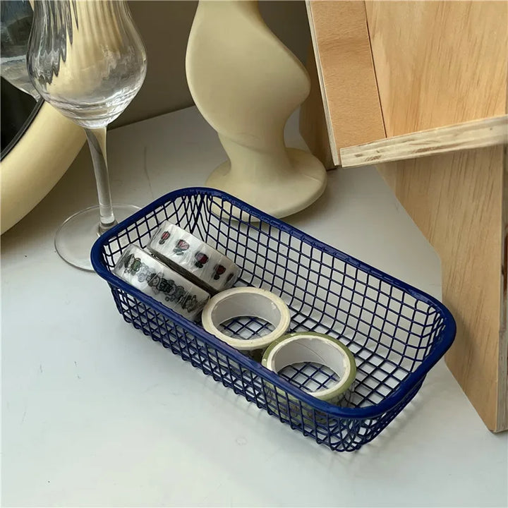 Rynx | In-Style Desk Storage Wire Basket Organizer Student Office Stationery Storage Box Desktop Iron Storage Boxes