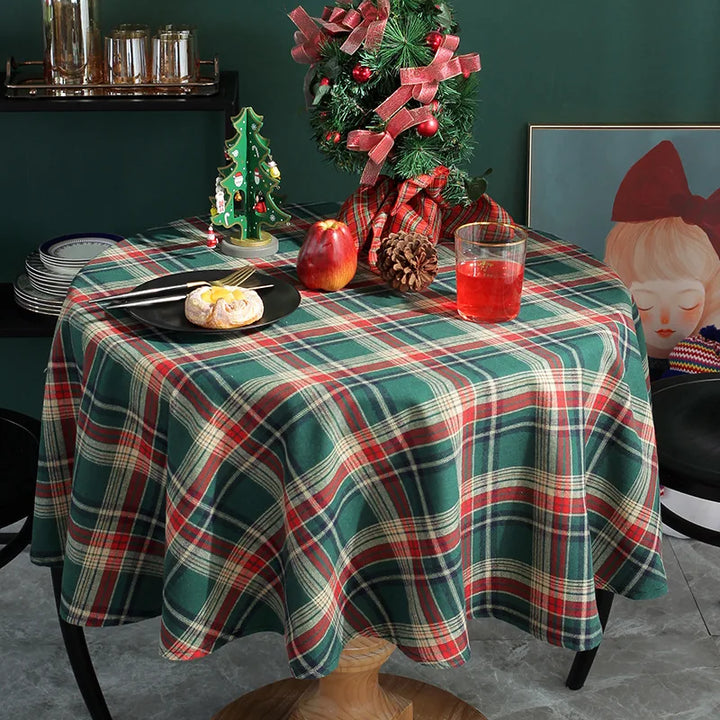 Rynx Christmas Plush Tablecloth Cotton Tablecloth Vintage Dining Table Cover for Dinner Table Party Birthday Christmas Decoration