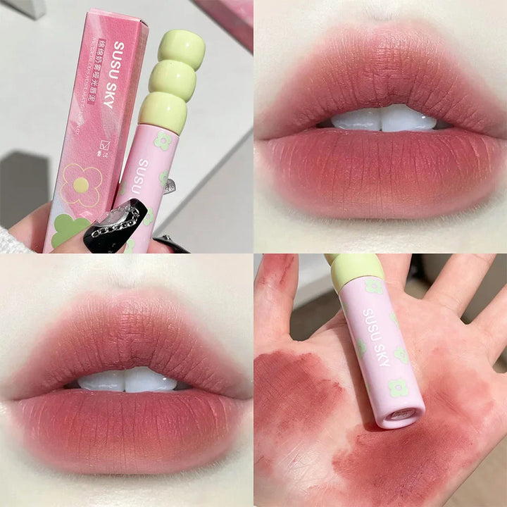 Rynx |1/5St Candied Fruits Lip Mud Milk Mist Velvet Matte Lip Gloss Long-lasting Not Easily Sticking To The Cup LipGlaze Almond Brown Pink